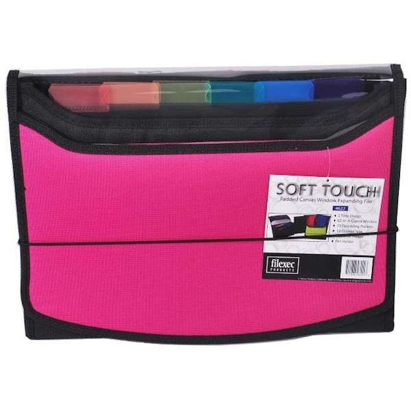 Filexec Filexec Soft Touch Padded Canvas Window Expanding File; 13 Pockets; Hot Pink 711888462223 - main